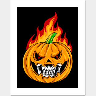 smiling pumpkin Posters and Art